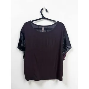 FP Movement Free‎ People Wild Graphic Mesh Sleeve Tee Brown Charcoal Small thumbnail 2
