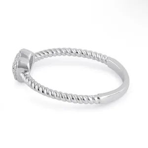 Sterling Silver SIZE 7 925  Clear Rope Heart Ring thumbnail 4