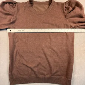 Unbranded Mocha Brown Puff Sleeve Knit Sweater Crew Neck Short Sleeve XL thumbnail 4