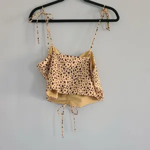 Forever 21 Gold/Black Cheetah Animal Print Crop Top - Small thumbnail 2