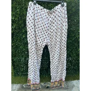 Xhilaration‎ Womens XL White Floral Boho Border Print Wide Leg Pajama Pants thumbnail 3