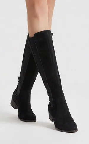 Modern Vintage suede leather black knee high made in Spain boots sz 8 thumbnail 1