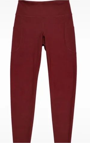Old Navy High-Waisted PowerSoft Leggings in Burgundy Size Medium thumbnail 1