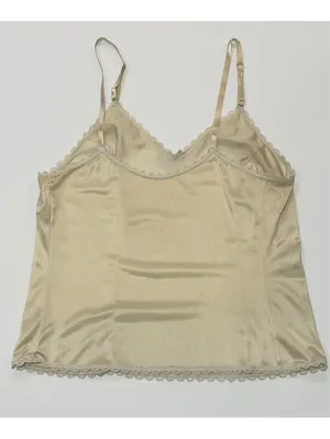 Vintage 80s Sears Champagne Satin Lace Camisole Made USA 36 thumbnail 1