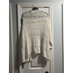 Hollister Cardigan Womens M/L White Crochet Open Knit Pointelle Boho Relaxed thumbnail 4