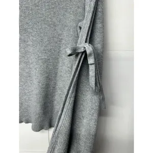 American Eagle Women’s Xl Light Gray Knit Sweater Tie Sleeve Casual Top thumbnail 8