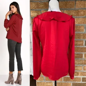 L'Academie The Ruffle Boho Blouse Cabernet small thumbnail 3