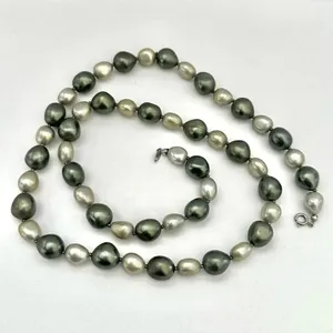 Trifari vintage grey faux pearl long necklace thumbnail 4