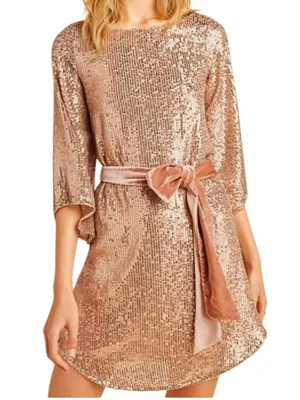 Anthropologie Starling Sequined Tunic Dress Gold Size XL thumbnail 1