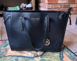 Michael Kors Black Saffiano Tote with Gold-Tone MK Charm thumbnail 1