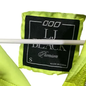 LJ Black Premium Womens Vest S Neon Yellow‎ Faux Fur Hood Winter thumbnail 4