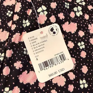 Free People Floral Mini‎ Slip Skirt NWT Black Motif Pink Ditsy Print Size 4 thumbnail 9