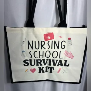 Source Unknown Nursing School Survival Kit Canvas Tote Bag NWT Reusable Multiple Use Tote thumbnail 2