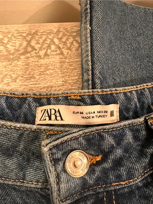 NWT ZARA Wide Leg Front Central Seam Dark Blue Women’s Jeans thumbnail 4