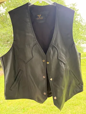 Classic Black Genuine Leather Vest XXL Made in Mexico motorcycle biker outlaw thumbnail 14