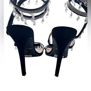 NWT Windsor A Thing Of Beauty Spiral Crystal Heels in Black thumbnail 6