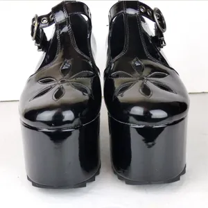 Lamoda Mary Jane Shoes Women 7 Black Patent Overthinking It Platform Cutout Goth thumbnail 6