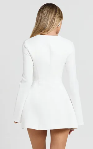 New Showpo Lausanne Mini Dress Sweetheart Neck Long Sleeve Zip Front Tulip Dress thumbnail 5