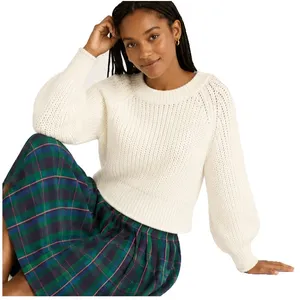 Free Assembly Womens Sweater Size S Cream 100 Shaker Knit Raglan Sleeve Pullover thumbnail 3