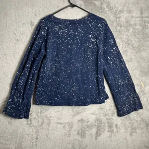 Maeve Anthropologie Jamie Paint Speckled‎ Sweatshirt Size Small Cotton Navy thumbnail 3