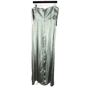 NEW Meshki Sage Green Ruched Petals Larissa Strapless Satin Maxi Dress thumbnail 5