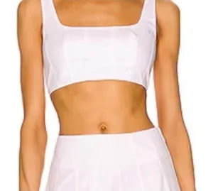 Staud Wells Corset Top Poplin White Cotton Zip‎ Back Sleeveless Bra Sz 0 #GG9-1 thumbnail 1