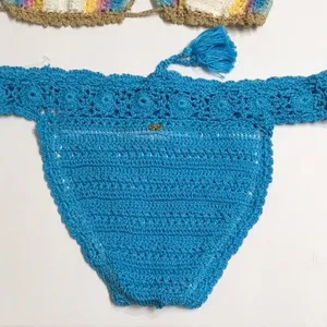 PILYQ Romance & blue crochet bikini set.M-top/L-bottom NWT thumbnail 7