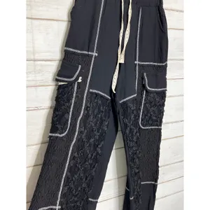 POL Black Lace Mixed Media Utility 2 Piece Matching Set Jacket Pants Small thumbnail 7