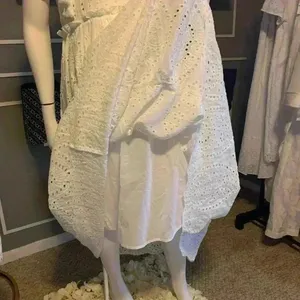 Collection by cezele 100% Cotton Eyelet Ruffle Summer Casual Dress SZ M. L-14 thumbnail 6