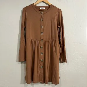 Zenana Babydoll Cardigan Dress Brown Long Sleeve Soft Stretchy 2X NWT Plus thumbnail 2