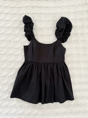 Corey Lynn Calter Morley Black Ruffle-Shoulder Tunic thumbnail 2