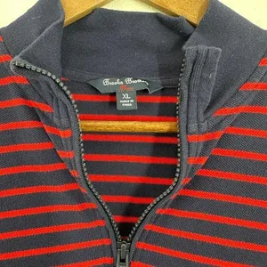 Brooks Brothers XL 1/4 Zip Pullover‎ Long Sleeve Shirt Red Navy Striped Classic thumbnail 4