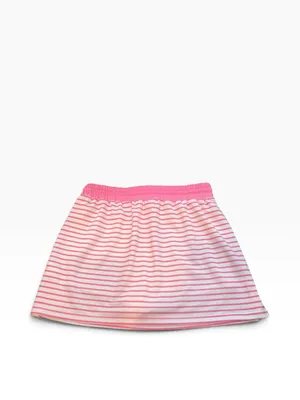 Fisoew Striped 2-Piece Knit Set Large Pink/White Collared Top Drawstring Skort thumbnail 6