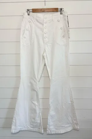 7 For All Mankind White High-Rise Button-Fly Jeans thumbnail 1