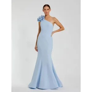 NWOT Mac Duggal 2304 Blue One Shoulder Mermaid Gown With 3D Flower Size 8 thumbnail 3