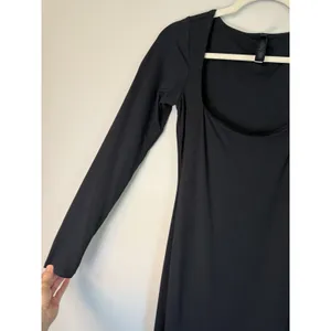 Skims Smooth Layers Square Neck Long Sleeve Midi Dress Obsidian S New $108 thumbnail 9