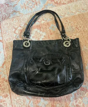 Y2K vintage coach Alex stitched patent leather tote black thumbnail 1