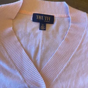 Truth by Republic pink ruffle shoulder v neck knit sweater‎ small pink powder thumbnail 4