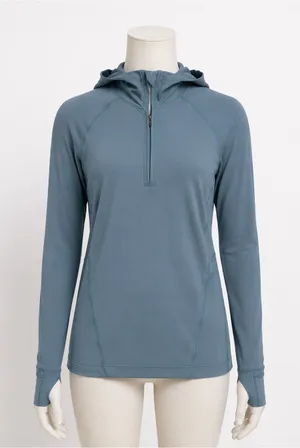 Lululemon Warm Stabilizer 1/2 Zip Hoodie Rulu Blue Gray Size 8 thumbnail 1