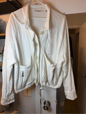 Blank NYC Cream Button-Front Bomber Jacket thumbnail 1