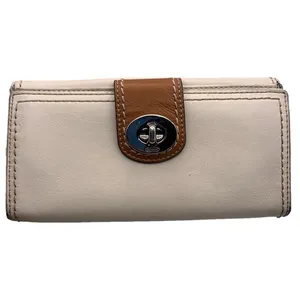 y2k COACH White Brown Turnlock Wallet thumbnail 2