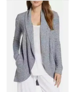 Barefoot Dreams Cardigan M Pacific Blue Gray Cozychic Lite Lounge Circle 452 thumbnail 1