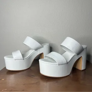 Jeffrey Campbell White Adriana Double Strap Platform Chunky Heel Sandals thumbnail 3