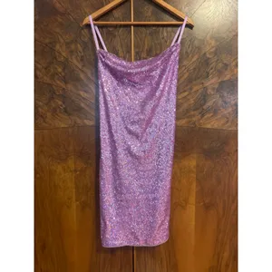 BCBG MAX AZRIA Sequin Cowl Mini Slip Dress PARTY Size L Large Lavender NWT thumbnail 2