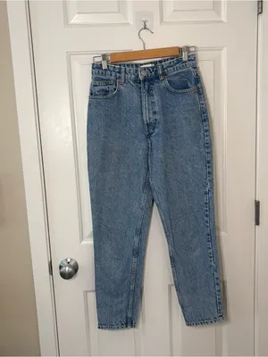 Zara highwaisted blue jeans barrel leg casual bohochic retro poetcore indie 4 thumbnail 5