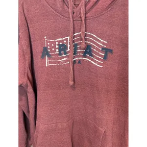 Ariat REAL USA Chest Logo Hoodie Red American Flag Sweatshirt Size XXL thumbnail 3
