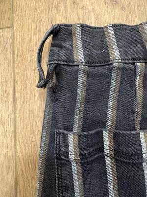 🌟 Frame 🌟 Striped Le Bardot Crop Flare Patch Pocket Denim Jeans Black Wash 27 thumbnail 9