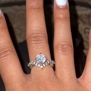 Shiny Round Cubic Zirconia in a V Setting Size 7 thumbnail 8