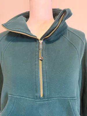 Lululemon Oversized Funnel-Neck Half Zip Scuba Storm Teal w/Gold Zipper size M/L thumbnail 11