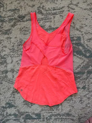 Lululemon Run with the Sun Neon Coral Tank Top Size 4 NWOT thumbnail 3